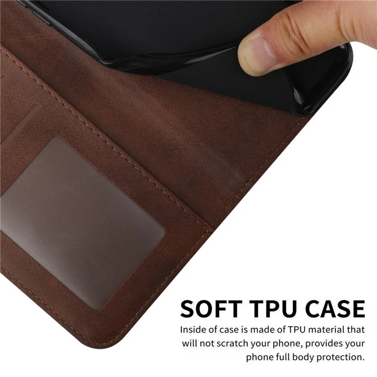 For Xiaomi Redmi Note 12S 4G PU Leather Phone Case Wallet Stand Anti-scratch Phone Cover - Brown-Cellmalls
