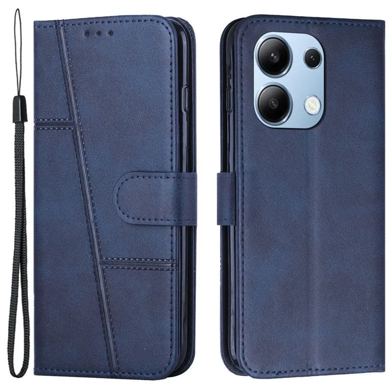 For Xiaomi Redmi Note 13 4G Case PU Leather+TPU Stand Magnetic Closure Shockproof Phone Cover - Sapphire-Cellmalls