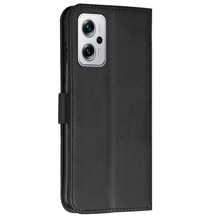 For Xiaomi Redmi Note 11T Pro 5G / Note 11T Pro+ 5G / Note 12T Pro 5G / Poco X4 GT 5G / Redmi K50i 5G Cell Phone Case Wallet Anti-dust Imprinted Stitching PU Leather Phone Stand Shell with Strap - Black-Cellmalls