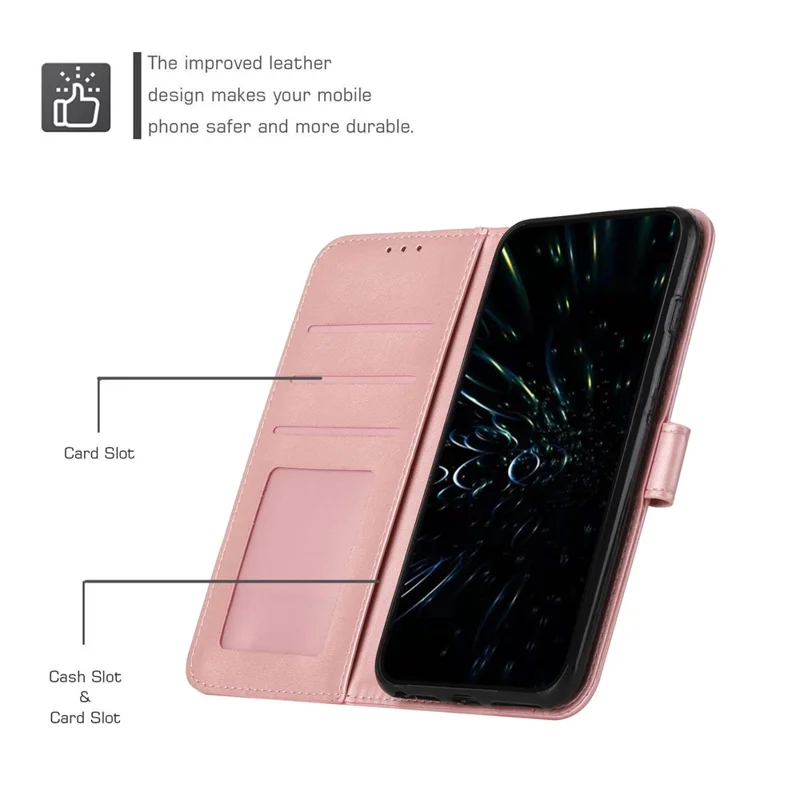 For Xiaomi Redmi Note 13 Pro 4G / Poco M6 Pro 4G Wallet Case PU Leather Flip Phone Cover - Rose Gold-Cellmalls