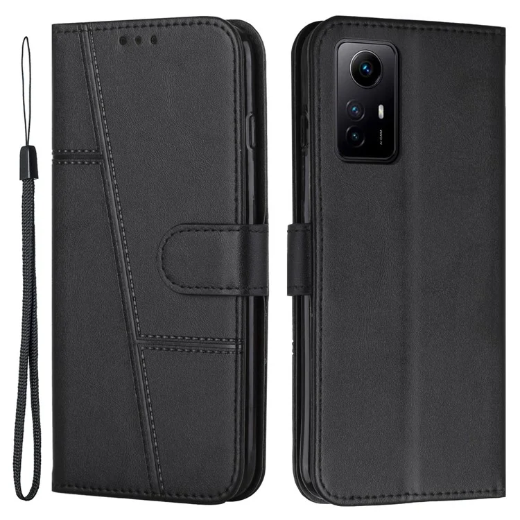 For Xiaomi Redmi Note 12S 4G PU Leather Phone Case Wallet Stand Anti-scratch Phone Cover - Brown-Cellmalls