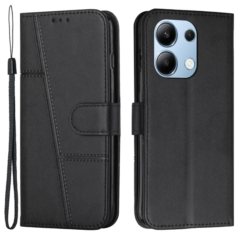For Xiaomi Redmi Note 13 4G Case PU Leather+TPU Stand Magnetic Closure Shockproof Phone Cover - Sapphire-Cellmalls