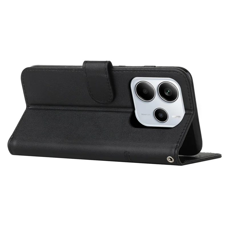 For Xiaomi Redmi Note 14 4G (164.84x78.15x8.16mm) Case Leather Stand Protective Phone Cover - Black-Cellmalls