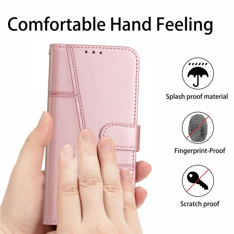 For Xiaomi Redmi Note 13 Pro 4G / Poco M6 Pro 4G Wallet Case PU Leather Flip Phone Cover - Rose Gold-Cellmalls