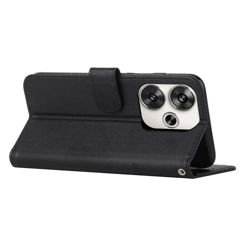 For Xiaomi Redmi Turbo 3 5G / Poco F6 5G Case Calf Texture Magnetic Clasp Leather Phone Cover - Black-Cellmalls