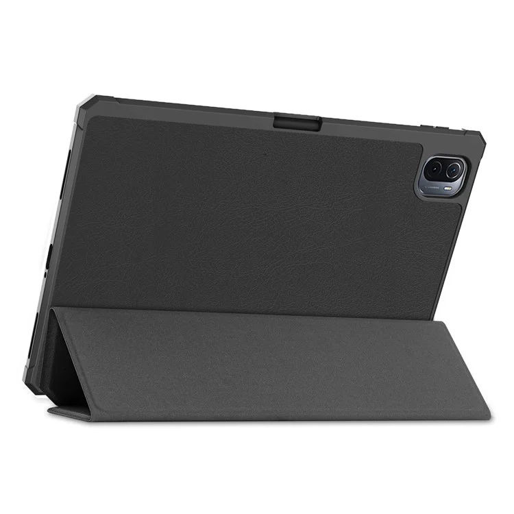 For Xiaomi Pad 5/Pad 5 Pro Slim Case Tri-fold Stand PU Leather Shockproof Tablet Cover with Pencil Holder Support Auto Wake/Sleep - Black-Cellmalls