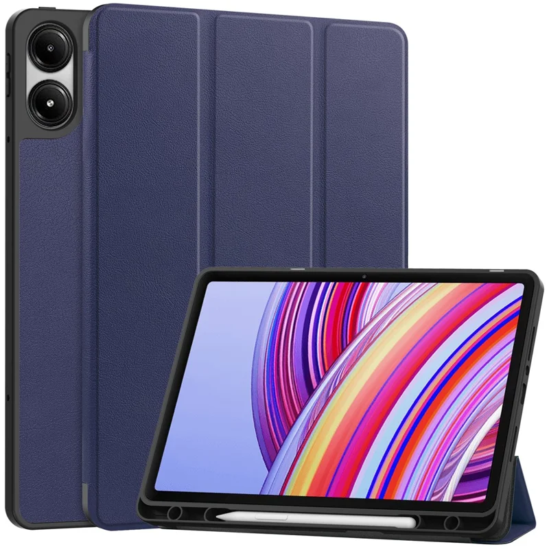 Tablet Case for Xiaomi Redmi Pad Pro / Redmi Pad Pro 5G / Poco Pad 4G Tri-Fold Stand Leather Cover with Pen Slot - Black-Cellmalls