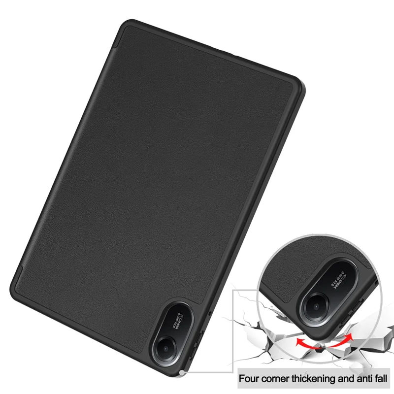 For Xiaomi Redmi Pad 2 Stand Case Shock-Absorbent Leather Tablet Cover with Pen Slot - Black-Cellmalls