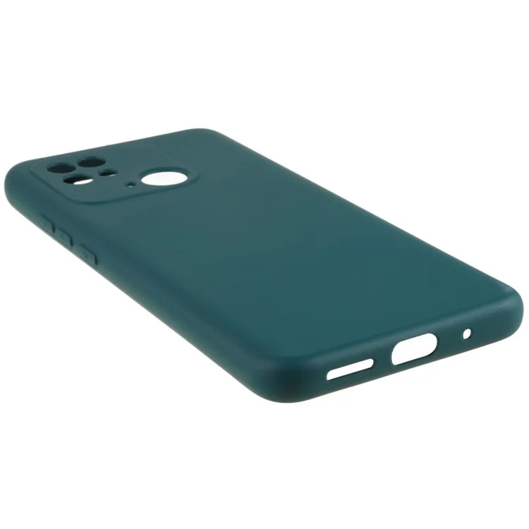 2.0mm Thick TPU Cover for Xiaomi Redmi 10C 4G, Liquid Silicone Texture Arc Edge Protective Back Case - Midnight Green-Cellmalls