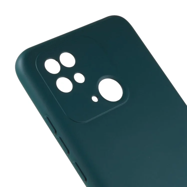 2.0mm Thick TPU Cover for Xiaomi Redmi 10C 4G, Liquid Silicone Texture Arc Edge Protective Back Case - Midnight Green-Cellmalls