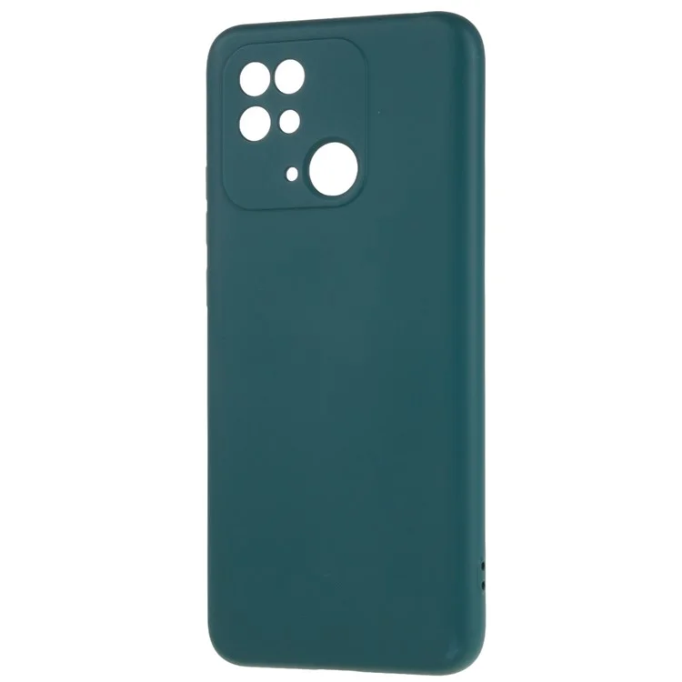 2.0mm Thick TPU Cover for Xiaomi Redmi 10C 4G, Liquid Silicone Texture Arc Edge Protective Back Case - Midnight Green-Cellmalls