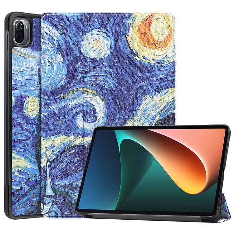 Pattern Printing PU Leather Case for Xiaomi Pad 5/Pad 5 Pro, Tri-Fold Stand Smart Cover with Auto Sleep / Wake - Don't Touch Me-Cellmalls