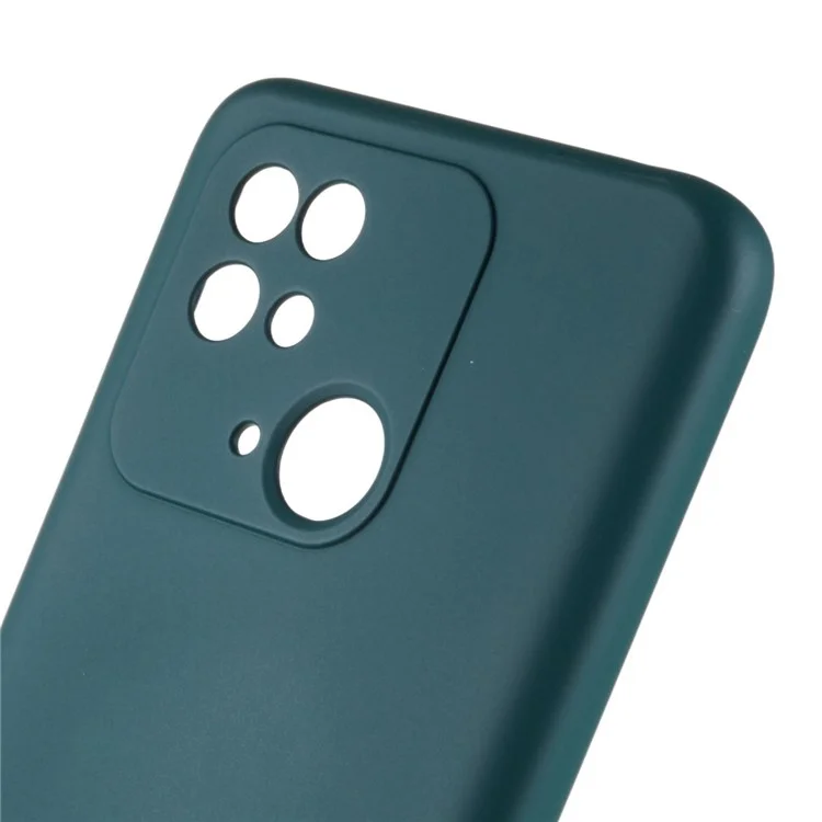 2.0mm Thick TPU Cover for Xiaomi Redmi 10C 4G, Liquid Silicone Texture Arc Edge Protective Back Case - Midnight Green-Cellmalls