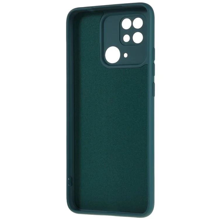 2.0mm Thick TPU Cover for Xiaomi Redmi 10C 4G, Liquid Silicone Texture Arc Edge Protective Back Case - Midnight Green-Cellmalls