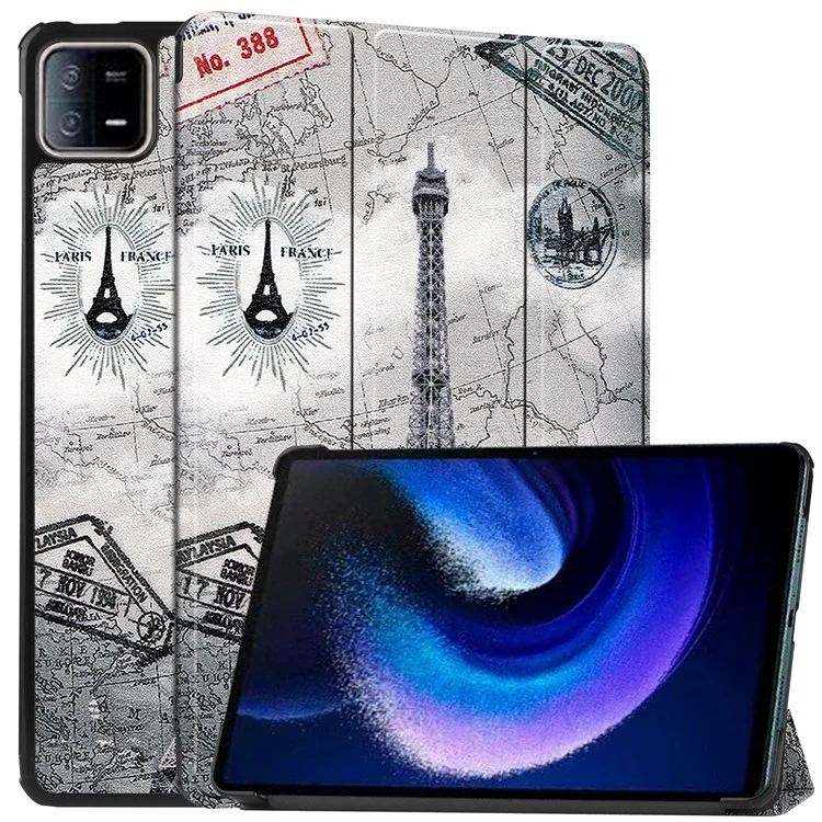 For Xiaomi Pad 6 / Pad 6 Pro PU Leather Trifold Stand Tablet Case Pattern Printing Auto Wake / Sleep Cover - Graffiti-Cellmalls