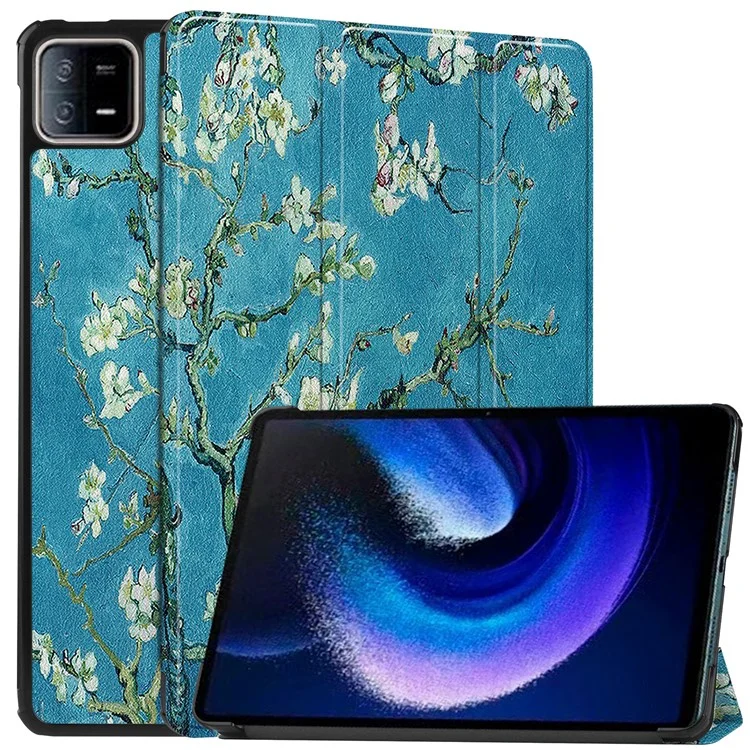 For Xiaomi Pad 6 / Pad 6 Pro PU Leather Trifold Stand Tablet Case Pattern Printing Auto Wake / Sleep Cover - Graffiti-Cellmalls