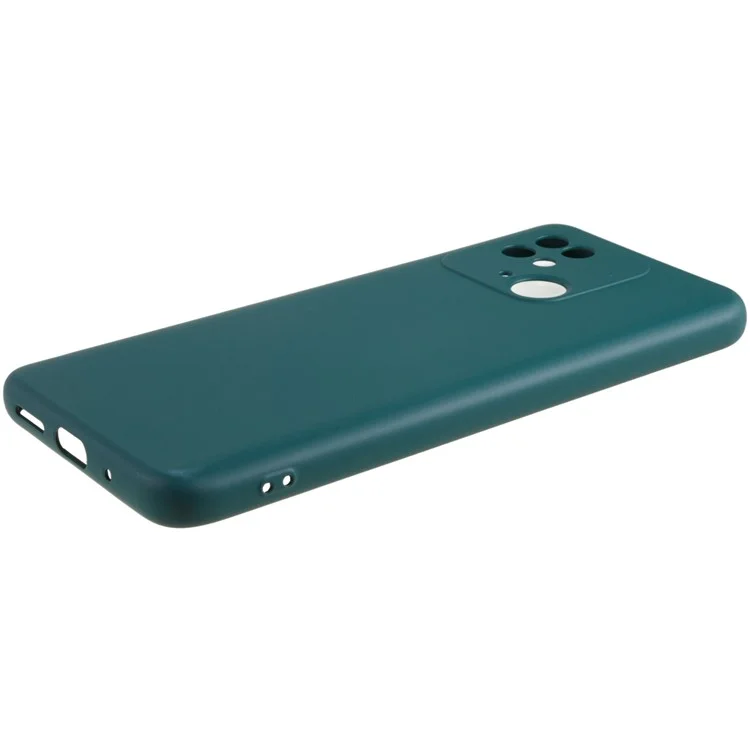2.0mm Thick TPU Cover for Xiaomi Redmi 10C 4G, Liquid Silicone Texture Arc Edge Protective Back Case - Midnight Green-Cellmalls