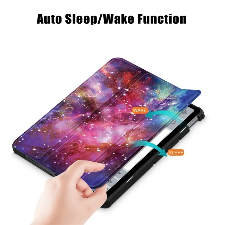 For Xiaomi Redmi Pad 10.6 Pattern Printing Tablet Case PU Leather Anti-Drop Trifold Stand Cover with Auto Wake / Sleep - Galaxy-Cellmalls