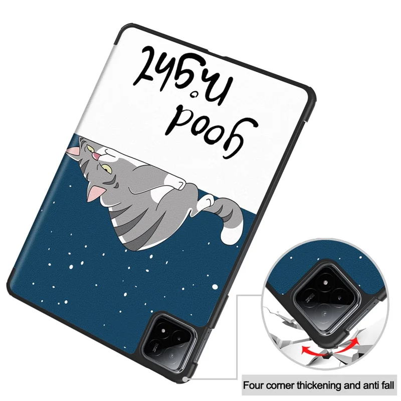 For Xiaomi Pad 6S Pro 12.4 Leather Case Trifold Stand Pattern Printing Tablet Cover - Cat-Cellmalls