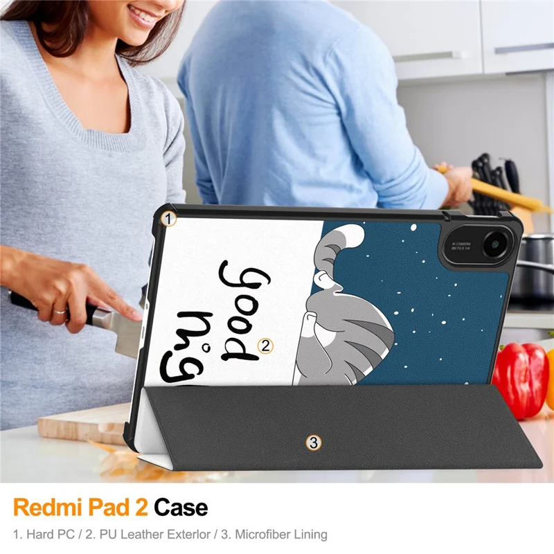 For Xiaomi Redmi Pad 2 Case Pattern Print Leather Stand Tablet Cover - Cat-Cellmalls