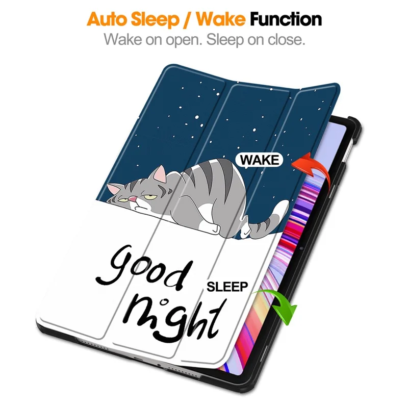 Tablet Case for Xiaomi Redmi Pad Pro / Pad Pro 5G / Xiaomi Poco Pad 4G Auto Wake / Sleep Trifold Stand Pattern Printed Leather Cover - Cat-Cellmalls