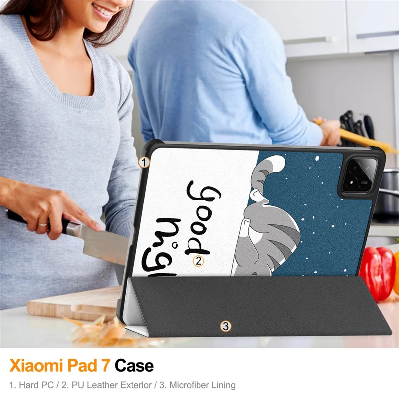 For Xiaomi Pad 7 Pro / Pad 7 Case Pattern Print Leather Stand Tablet Cover - Cat-Cellmalls