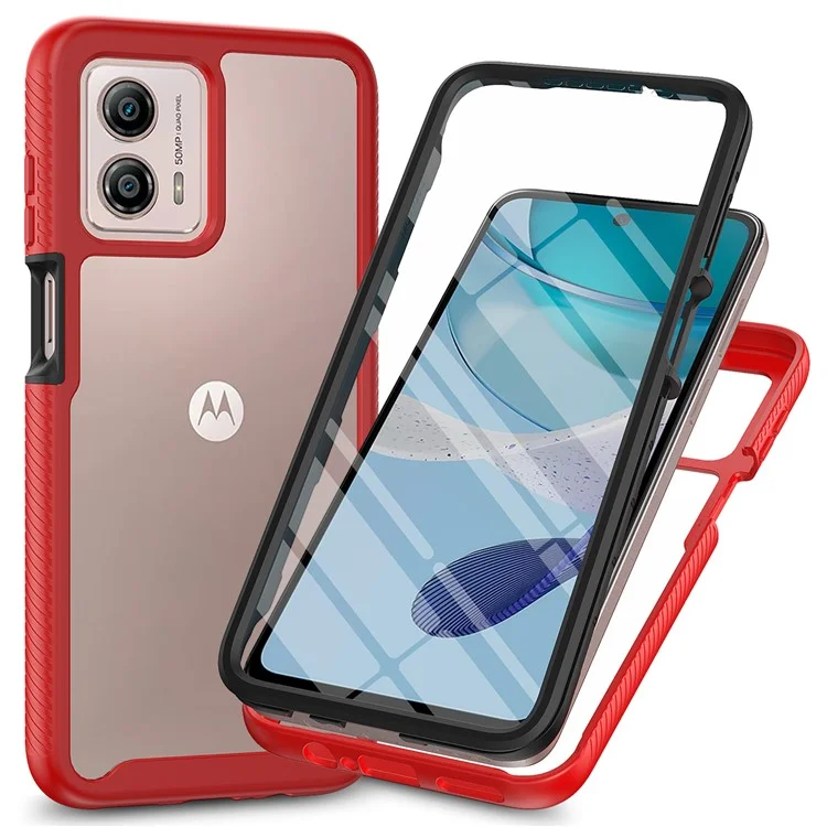 Phone Case for Motorola Moto G53 5G 3-in-1 Detachable Phone Case with PET Screen Protector - Black-Cellmalls