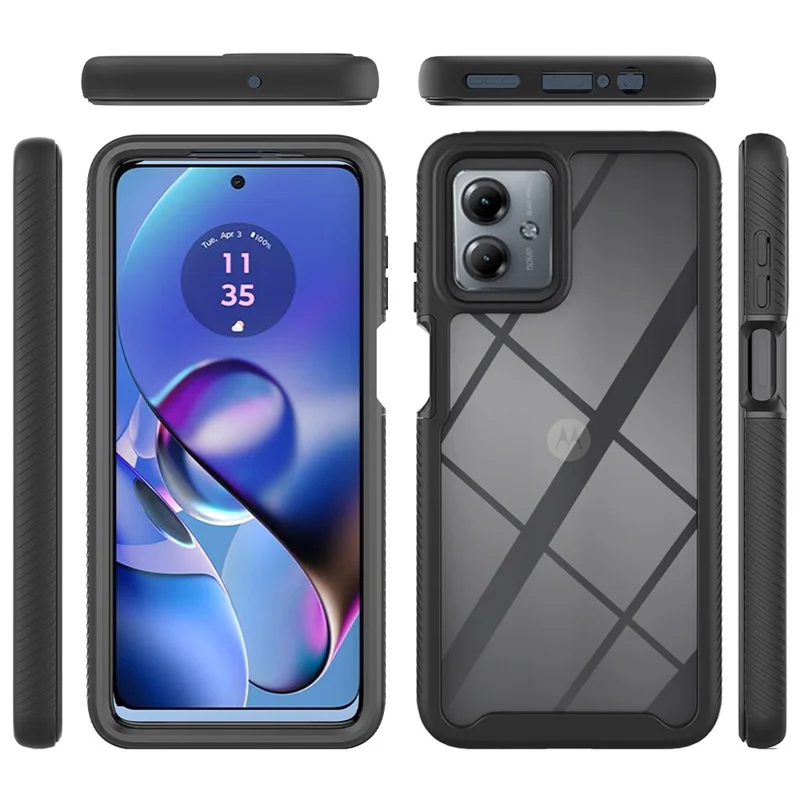 For Motorola Moto G54 5G Phone Case with PET Screen Protector Full Protection Cover - Black-Cellmalls