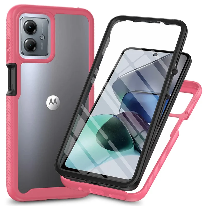 For Motorola Moto G54 5G Phone Case with PET Screen Protector Full Protection Cover - Black-Cellmalls