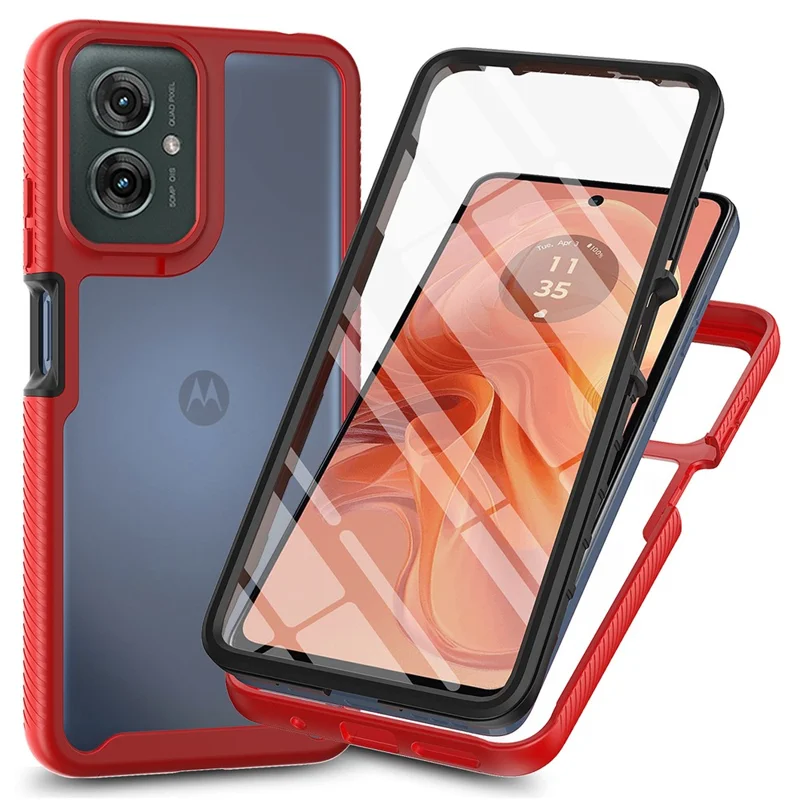 For Motorola Moto G55 5G Case PC+TPU Phone Clear Back Cover with PET Screen Film - Black-Cellmalls