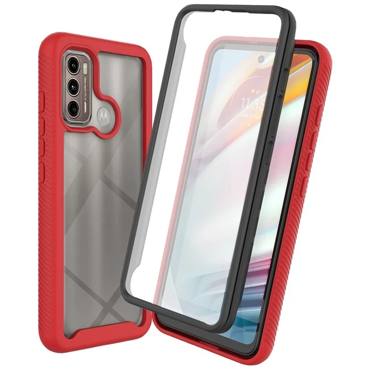 For Motorola Moto G60 Well-protected 3-in-1 Case PC + TPU Hybrid Anti-scratch Mobile Phone Shell with PET Screen Protector - Black-Cellmalls