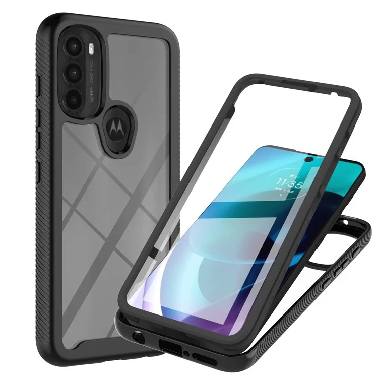 YB PC Series-6 for Motorola Moto G71 5G Full Protection Anti-fall Detachable Built-in PET Screen Protector Phone Case TPU+PC Cover - Black-Cellmalls