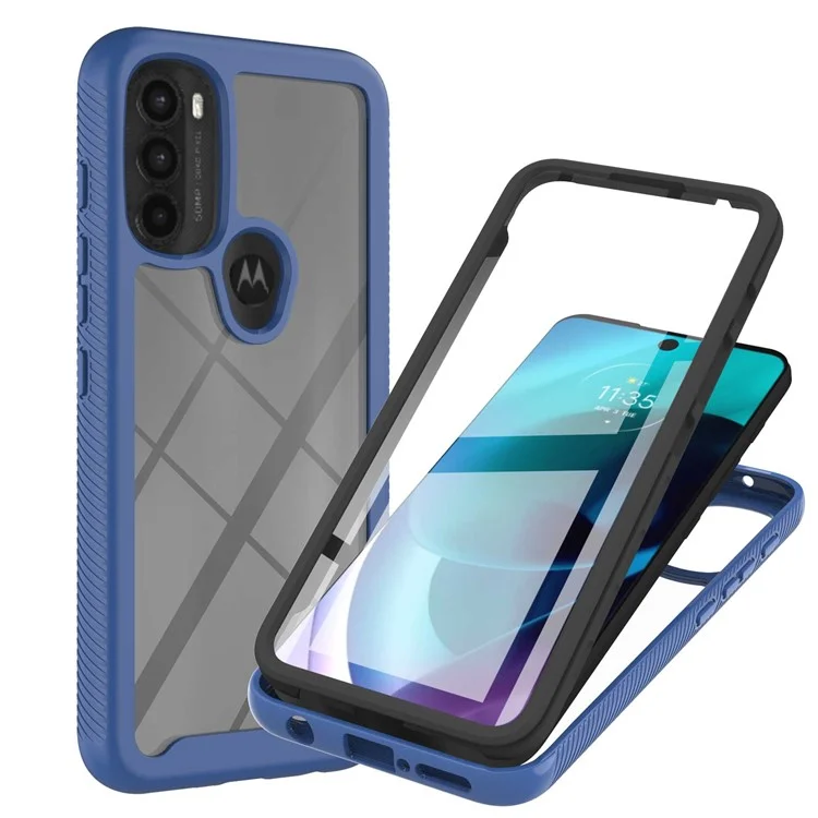 YB PC Series-6 for Motorola Moto G71 5G Full Protection Anti-fall Detachable Built-in PET Screen Protector Phone Case TPU+PC Cover - Black-Cellmalls