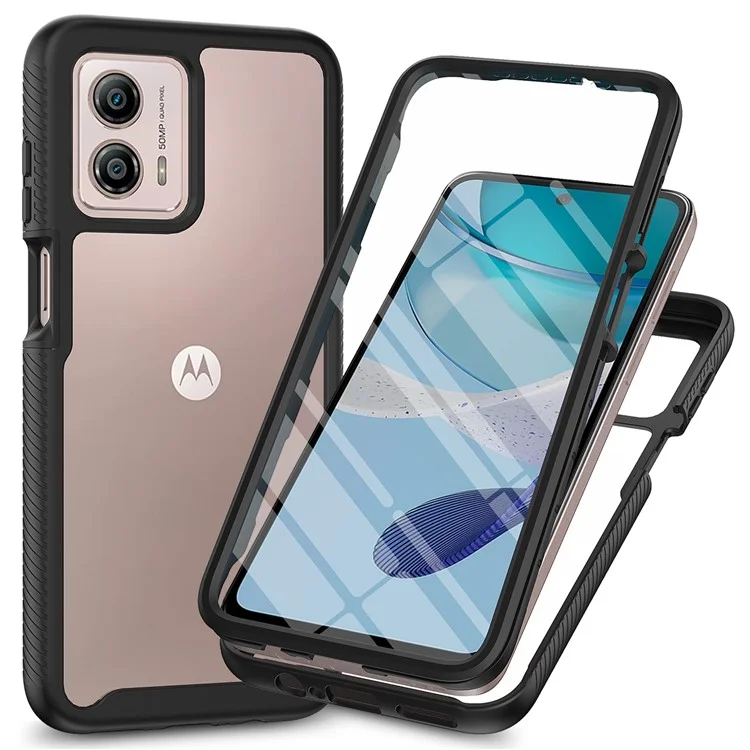 Phone Case for Motorola Moto G53 5G 3-in-1 Detachable Phone Case with PET Screen Protector - Black-Cellmalls
