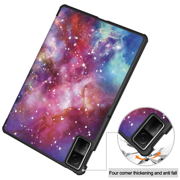 For Xiaomi Redmi Pad SE PU Leather Tablet Case Pattern Printing Tablet Cover with Tri-fold Stand - Galaxy-Cellmalls