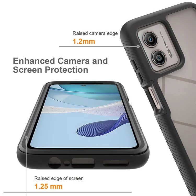 Phone Case for Motorola Moto G53 5G 3-in-1 Detachable Phone Case with PET Screen Protector - Black-Cellmalls