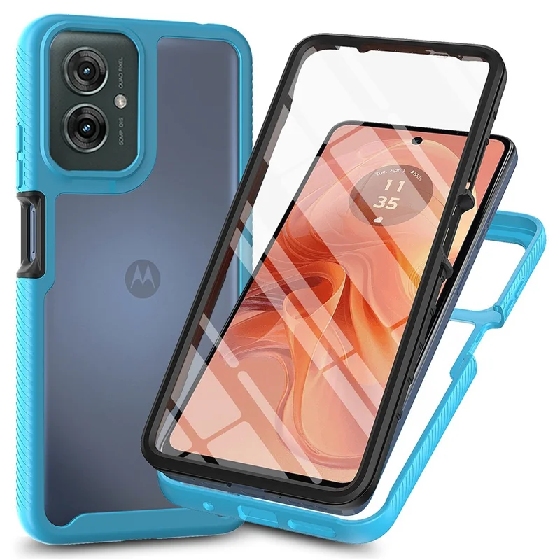 For Motorola Moto G55 5G Case PC+TPU Phone Clear Back Cover with PET Screen Film - Black-Cellmalls