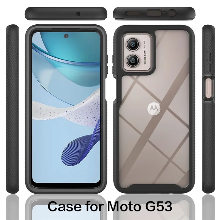 Phone Case for Motorola Moto G53 5G 3-in-1 Detachable Phone Case with PET Screen Protector - Black-Cellmalls