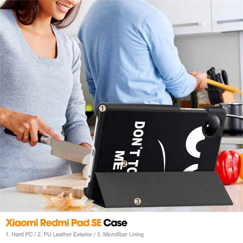 For Xiaomi Redmi Pad SE 4G 8.7 inch Stand Case Pattern Print Leather Tablet Cover - Don't Touch Me-Cellmalls