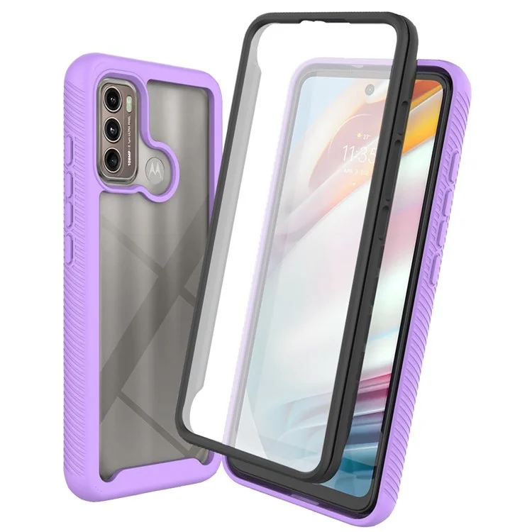 For Motorola Moto G60 Well-protected 3-in-1 Case PC + TPU Hybrid Anti-scratch Mobile Phone Shell with PET Screen Protector - Black-Cellmalls