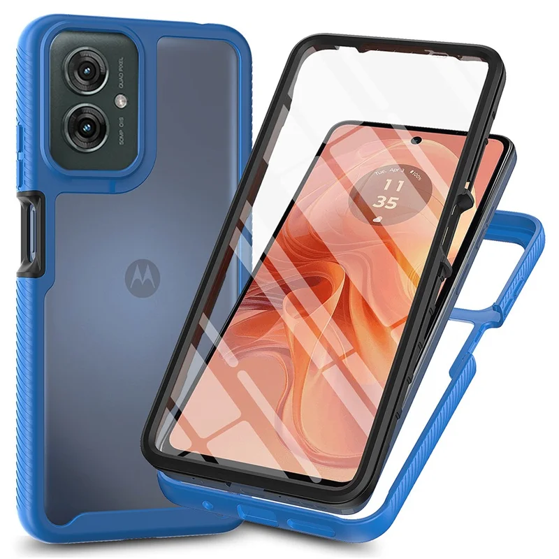 For Motorola Moto G55 5G Case PC+TPU Phone Clear Back Cover with PET Screen Film - Black-Cellmalls