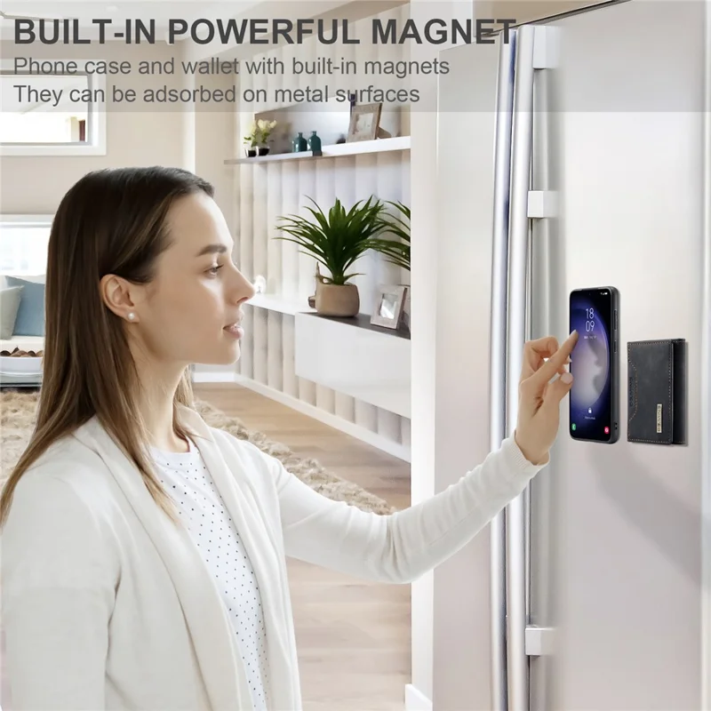 DG.MING M2 Series for Samsung Galaxy A15 4G / 5G Case Detachable 2-in-1 Wallet Phone Leather Back Cover - Black-Cellmalls