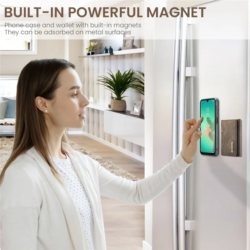 DG.MING M2 Series for Samsung Galaxy A26 5G Case PU + PC + TPU Phone Cover Detachable Wallet - Coffee-Cellmalls