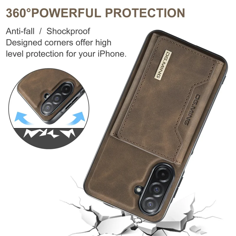DG.MING M2 Series for Samsung Galaxy A26 5G Case PU + PC + TPU Phone Cover Detachable Wallet - Coffee-Cellmalls