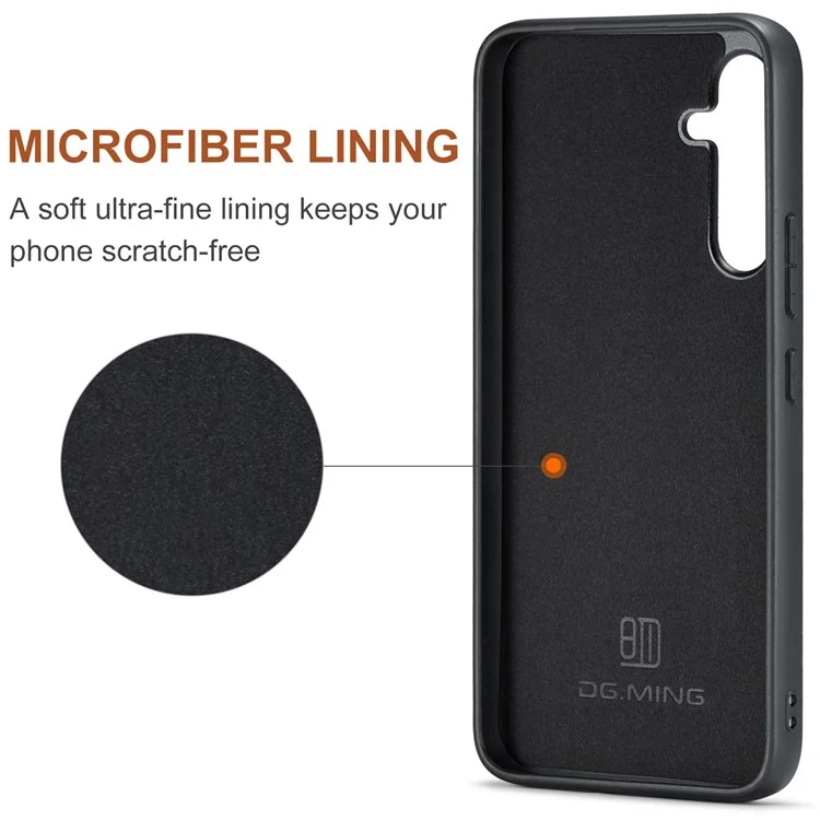 DG.MING M2 Series for Samsung Galaxy A34 5G Detachable Magnetic Phone Case PU Leather Coated PC+TPU Wallet Cover with Kickstand - Black-Cellmalls