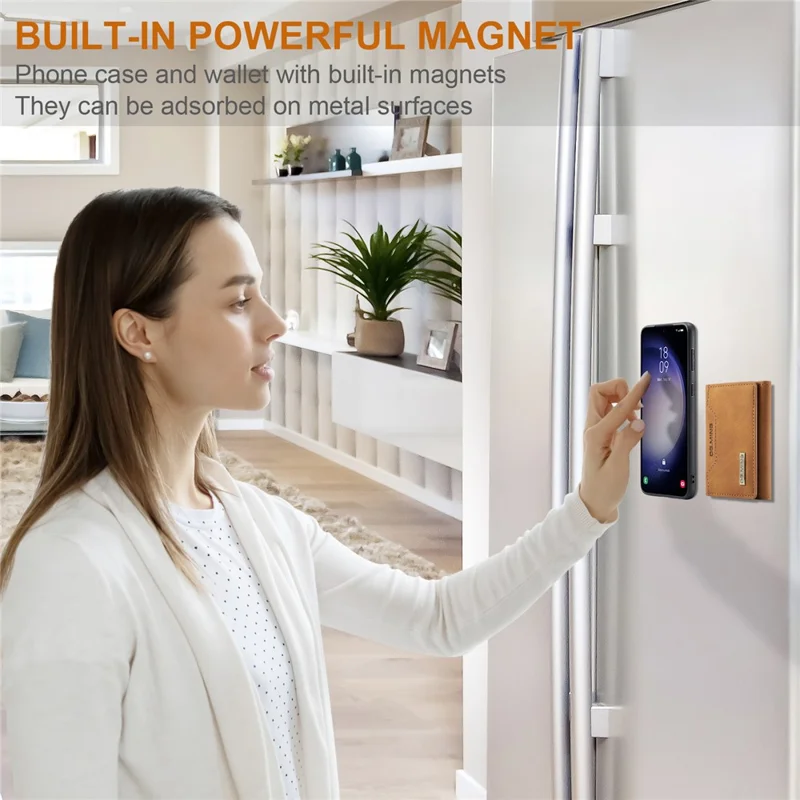 DG.MING M2 Series for Samsung Galaxy A35 5G Kickstand Case Detachable Magnetic Wallet Phone Cover - Brown-Cellmalls