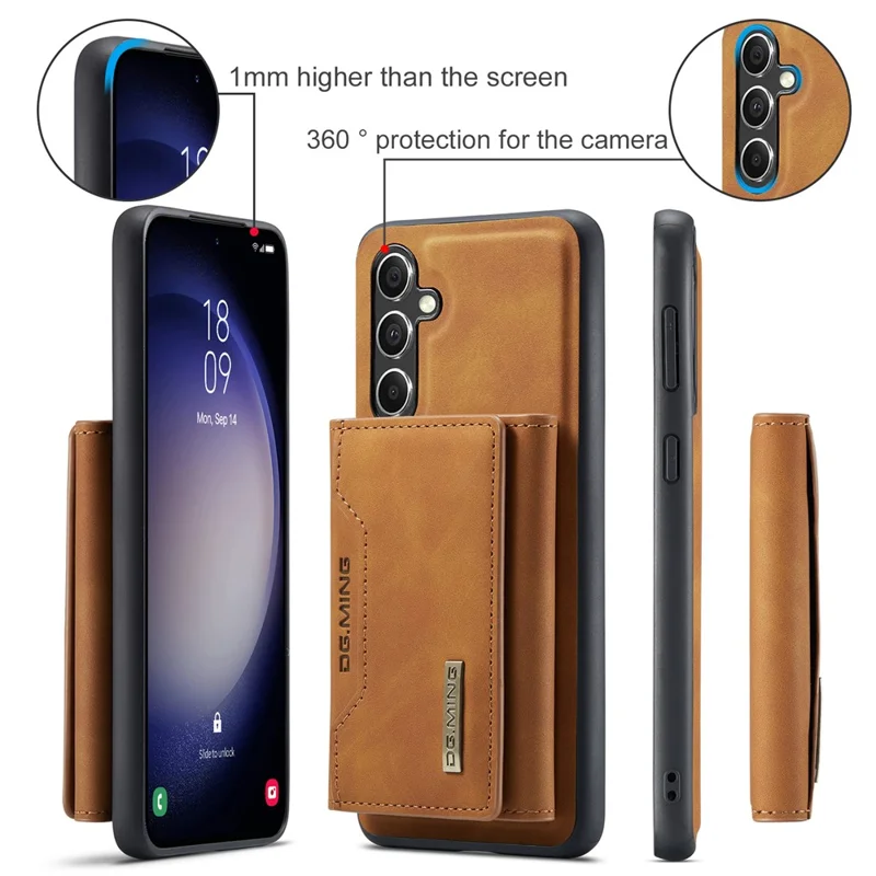 DG.MING M2 Series for Samsung Galaxy A35 5G Kickstand Case Detachable Magnetic Wallet Phone Cover - Brown-Cellmalls