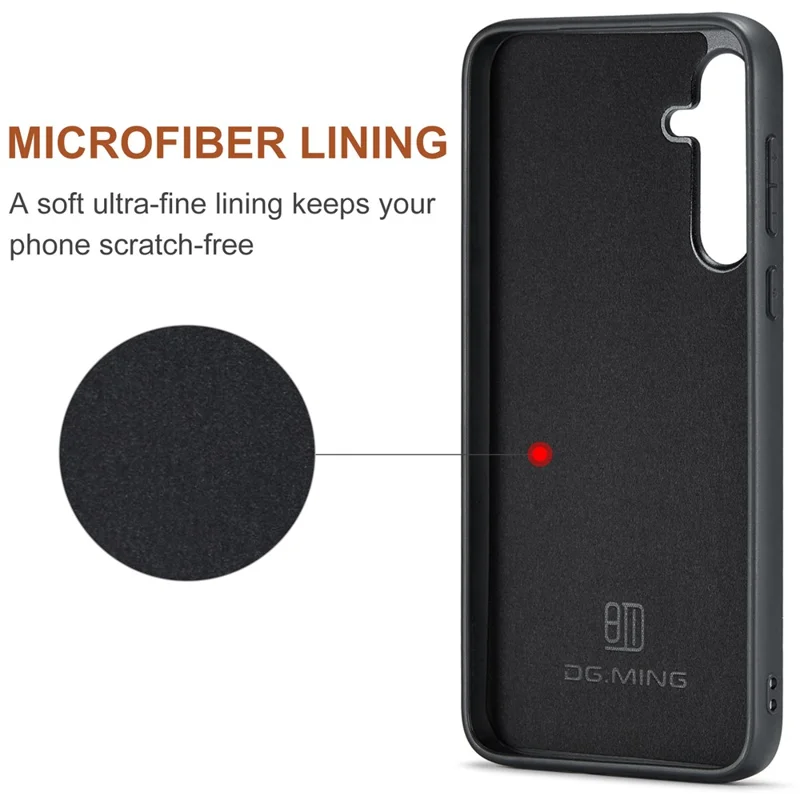 DG.MING M2 Series for Samsung Galaxy A15 4G / 5G Case Detachable 2-in-1 Wallet Phone Leather Back Cover - Black-Cellmalls