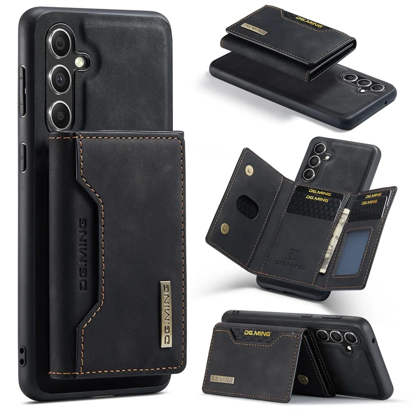 DG.MING M2 Series for Samsung Galaxy A35 5G Kickstand Case Detachable Magnetic Wallet Phone Cover - Brown-Cellmalls