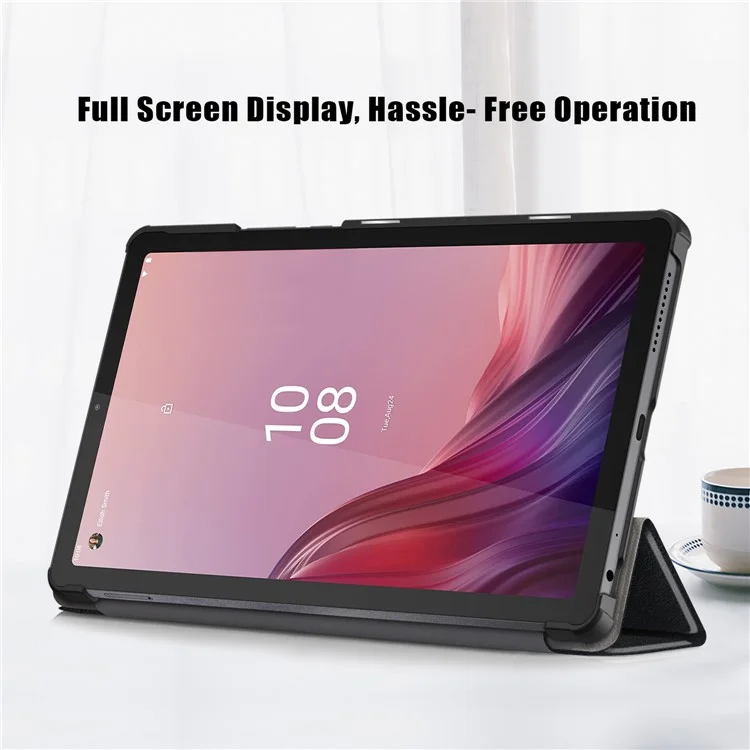 Tri-fold Stand Tablet Case for Lenovo Tab M9 TB-310FU , Auto Wake / Sleep PU Leather Tablet Cover - Black-Cellmalls